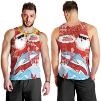 Hawaiian Mele Kalikimaka Men Tank Top Funny Santa Riding Lei Dolphin with Kakau Tattoos LT03 - Polynesian Pride