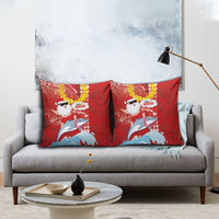 Hawaiian Mele Kalikimaka Pillow Cover Funny Santa Riding Lei Dolphin with Kakau Tattoos LT03 - Polynesian Pride