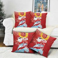 Hawaiian Mele Kalikimaka Pillow Cover Funny Santa Riding Lei Dolphin with Kakau Tattoos LT03 - Polynesian Pride