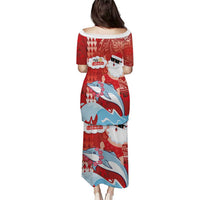 Hawaiian Mele Kalikimaka Puletasi Funny Santa Riding Lei Dolphin with Kakau Tattoos LT03 - Polynesian Pride