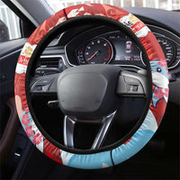 Hawaiian Mele Kalikimaka Steering Wheel Cover Funny Santa Riding Lei Dolphin with Kakau Tattoos LT03 - Polynesian Pride