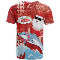 Hawaiian Mele Kalikimaka T Shirt Funny Santa Riding Lei Dolphin with Kakau Tattoos LT03 - Polynesian Pride