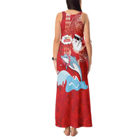 Hawaiian Mele Kalikimaka Tank Maxi Dress Funny Santa Riding Lei Dolphin with Kakau Tattoos LT03 - Polynesian Pride