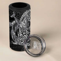 Hawaiian Whales Polynesian Art Motifs 4 in 1 Can Cooler Tumbler Black Color LT03 - Polynesian Pride