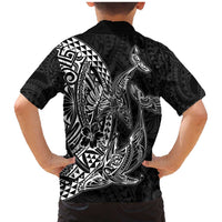 Hawaiian Whales Polynesian Art Motifs Family Matching Mermaid Dress and Hawaiian Shirt Black Color LT03 - Polynesian Pride