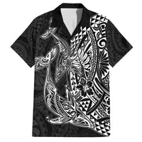 Hawaiian Whales Polynesian Art Motifs Family Matching Tank Maxi Dress and Hawaiian Shirt Black Color LT03 Dad's Shirt - Short Sleeve Black - Polynesian Pride