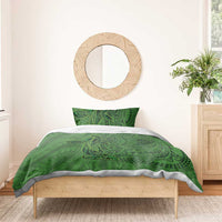 Hawaiian Whales Polynesian Art Motifs Bedding Set Green Color - Polynesian Pride