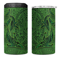 Hawaiian Whales Polynesian Art Motifs 4 in 1 Can Cooler Tumbler Green Color LT03 One Size: 16 oz Green - Polynesian Pride