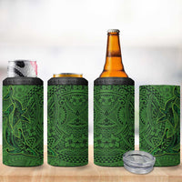 Hawaiian Whales Polynesian Art Motifs 4 in 1 Can Cooler Tumbler Green Color LT03 - Polynesian Pride