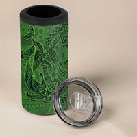 Hawaiian Whales Polynesian Art Motifs 4 in 1 Can Cooler Tumbler Green Color LT03 - Polynesian Pride