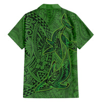 Hawaiian Whales Polynesian Art Motifs Family Matching Summer Maxi Dress and Hawaiian Shirt Green Color LT03 - Polynesian Pride