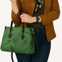 Hawaiian Whales Polynesian Art Motifs Leather Bag Green Color - Polynesian Pride