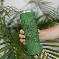 Hawaiian Whales Polynesian Art Motifs Skinny Tumbler Green Color LT03 - Polynesian Pride