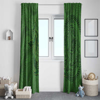 Hawaiian Whales Polynesian Art Motifs Window Curtain Green Color - Polynesian Pride