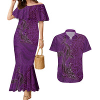 Hawaiian Whales Polynesian Art Motifs Couples Matching Mermaid Dress and Hawaiian Shirt Purple Color LT03 Purple - Polynesian Pride