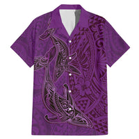 Hawaiian Whales Polynesian Art Motifs Family Matching Mermaid Dress and Hawaiian Shirt Purple Color LT03 Dad's Shirt - Short Sleeve Purple - Polynesian Pride