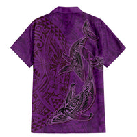 Hawaiian Whales Polynesian Art Motifs Family Matching Mermaid Dress and Hawaiian Shirt Purple Color LT03 - Polynesian Pride