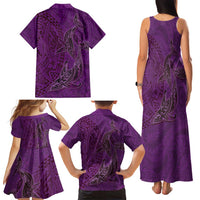 Hawaiian Whales Polynesian Art Motifs Family Matching Tank Maxi Dress and Hawaiian Shirt Purple Color LT03 - Polynesian Pride