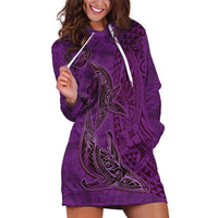 Hawaiian Whales Polynesian Art Motifs Hoodie Dress Purple Color LT03 Purple - Polynesian Pride