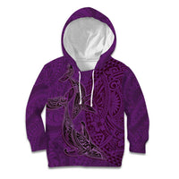 Hawaiian Whales Polynesian Art Motifs Kid Hoodie Purple Color - Polynesian Pride