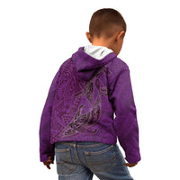 Hawaiian Whales Polynesian Art Motifs Kid Hoodie Purple Color - Polynesian Pride