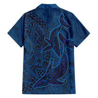 Hawaiian Whales Polynesian Art Motifs Hawaiian Shirt Blue Color - Polynesian Pride
