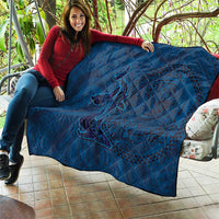 Hawaiian Whales Polynesian Art Motifs Quilt Blue Color - Polynesian Pride