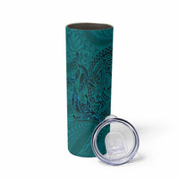 Hawaiian Whales Polynesian Art Motifs Skinny Tumbler Turquoise Color LT03 - Polynesian Pride
