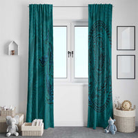 Hawaiian Whales Polynesian Art Motifs Window Curtain Turquoise Color - Polynesian Pride