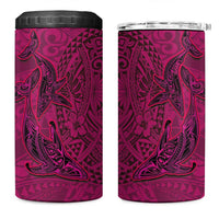 Hawaiian Whales Polynesian Art Motifs 4 in 1 Can Cooler Tumbler Pink Color LT03 One Size: 16 oz Pink - Polynesian Pride