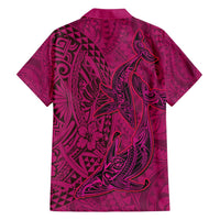 Hawaiian Whales Polynesian Art Motifs Family Matching Puletasi and Hawaiian Shirt Pink Color LT03 - Polynesian Pride