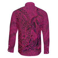 Hawaiian Whales Polynesian Art Motifs Family Matching Tank Maxi Dress and Hawaiian Shirt Pink Color LT03 - Polynesian Pride