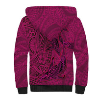 Hawaiian Whales Polynesian Art Motifs Sherpa Hoodie Pink Color LT03 - Polynesian Pride