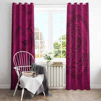 Hawaiian Whales Polynesian Art Motifs Window Curtain Pink Color - Polynesian Pride
