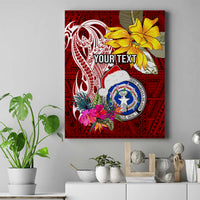 Custom Northern Mariana Islands Christmas Canvas Wall Art Funny Santa Hug Latte Stone Ylang-ylang and Polynesia Pattern Red LT03 Red - Polynesian Pride