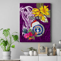 Custom Northern Mariana Islands Christmas Canvas Wall Art Funny Santa Hug Latte Stone Ylang-ylang and Polynesia Pattern Pink LT03 Pink - Polynesian Pride