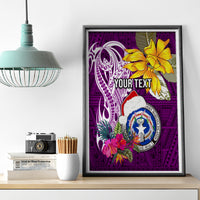 Custom Northern Mariana Islands Christmas Canvas Wall Art Funny Santa Hug Latte Stone Ylang-ylang and Polynesia Pattern Pink LT03 - Polynesian Pride