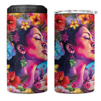 Polynesian Women 4 in 1 Can Cooler Tumbler Tropical Plant - Vibrant Surreal Dreamscape Vibe LT03 One Size: 16 oz Pink-Purple - Polynesian Pride