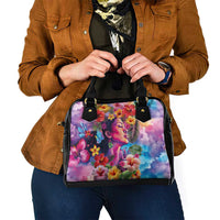 Polynesian Women Shoulder Handbag Tropical Plant - Vibrant Surreal Dreamscape Vibe