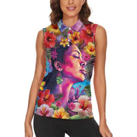 Polynesian Women Women Sleeveless Polo Shirt Tropical Plant - Vibrant Surreal Dreamscape Vibe LT03 - Polynesian Pride
