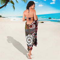 Personalised Aotearoa and Australia Together Sarong Koru and Kangaroo - Taniko with Aboriginal Motif