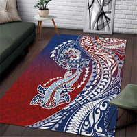 Hawaiian Manta Ray and Hammerhead Shark Tribal Tattoo Area Rug with Polynesian Tribal Pattern Hawaii Flag Color LT03 Multicolor - Polynesian Pride