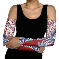 Hawaiian Manta Ray and Hammerhead Shark Tribal Tattoo Arm Sleeves with Polynesian Tribal Pattern Hawaii Flag Color LT03 - Polynesian Pride