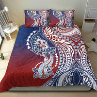 Hawaiian Manta Ray and Hammerhead Shark Tribal Tattoo Bedding Set with Polynesian Tribal Pattern Hawaii Flag Color