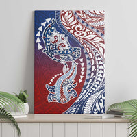 Hawaiian Manta Ray and Hammerhead Shark Tribal Tattoo Canvas Wall Art with Polynesian Tribal Pattern Hawaii Flag Color LT03 - Polynesian Pride
