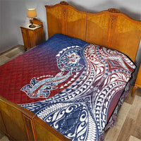 Hawaiian Manta Ray and Hammerhead Shark Tribal Tattoo Quilt with Polynesian Tribal Pattern Hawaii Flag Color LT03 - Polynesian Pride