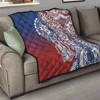 Hawaiian Manta Ray and Hammerhead Shark Tribal Tattoo Quilt with Polynesian Tribal Pattern Hawaii Flag Color LT03 - Polynesian Pride