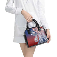 Hawaiian Manta Ray and Hammerhead Shark Tribal Tattoo Shoulder Handbag with Polynesian Tribal Pattern Hawaii Flag Color LT03 - Polynesian Pride