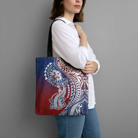 Hawaiian Manta Ray and Hammerhead Shark Tribal Tattoo Tote Bag with Polynesian Tribal Pattern Hawaii Flag Color LT03 - Polynesian Pride
