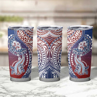 Hawaiian Manta Ray and Hammerhead Shark Tribal Tattoo Tumbler Cup with Polynesian Tribal Pattern Hawaii Flag Color LT03 - Polynesian Pride